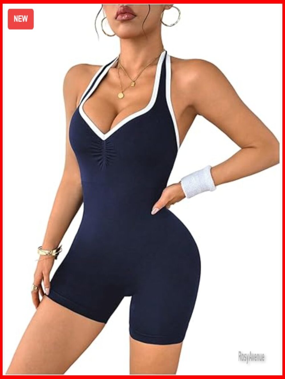 Workout Romper Halter Sleeveless Backless Yoga Romper One Piece Jumpsuit